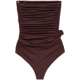 Costume da bagno con dettagli floreali ruches in bordeaux Magda butrym - donna 