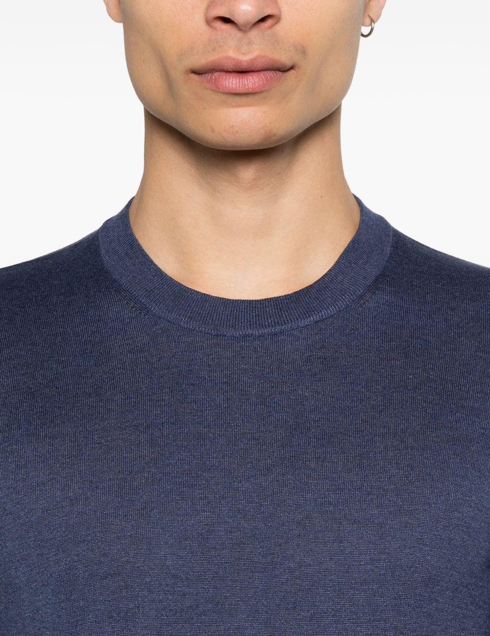 T-shirt lavorata a maglia in blu Tagliatore - uomo 
