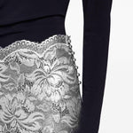 Gonna midi in pizzo floreale in argento Rabanne - donna 