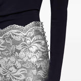 Gonna midi in pizzo floreale in argento Rabanne - donna 