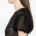 Top con maniche a sbuffo e volant in nero Simone rocha - donna 
