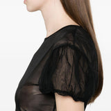 Top con maniche a sbuffo e volant in nero Simone rocha - donna 