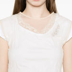 T-shirt a strati in pizzo in bianco e beige Simone rocha - donna 