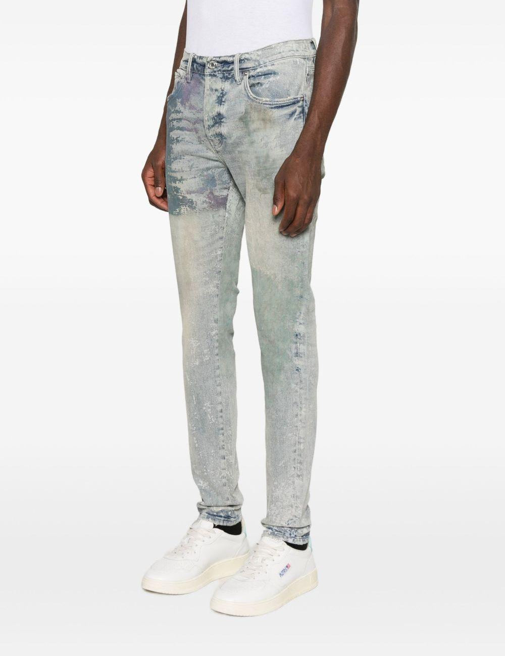 Jeans con effetto vissuto in blu Purple - uomo 