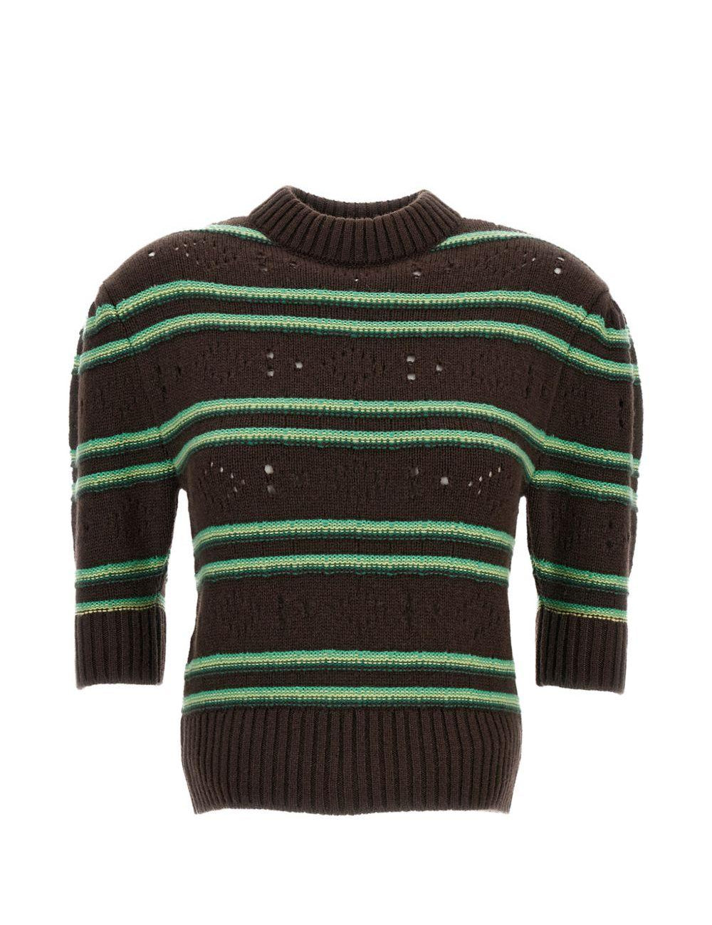 Maglione in cashmere a righe in marrone 