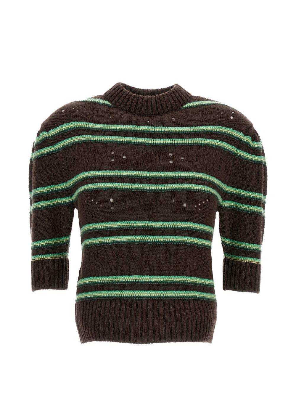 Maglione in cashmere a righe in marrone 