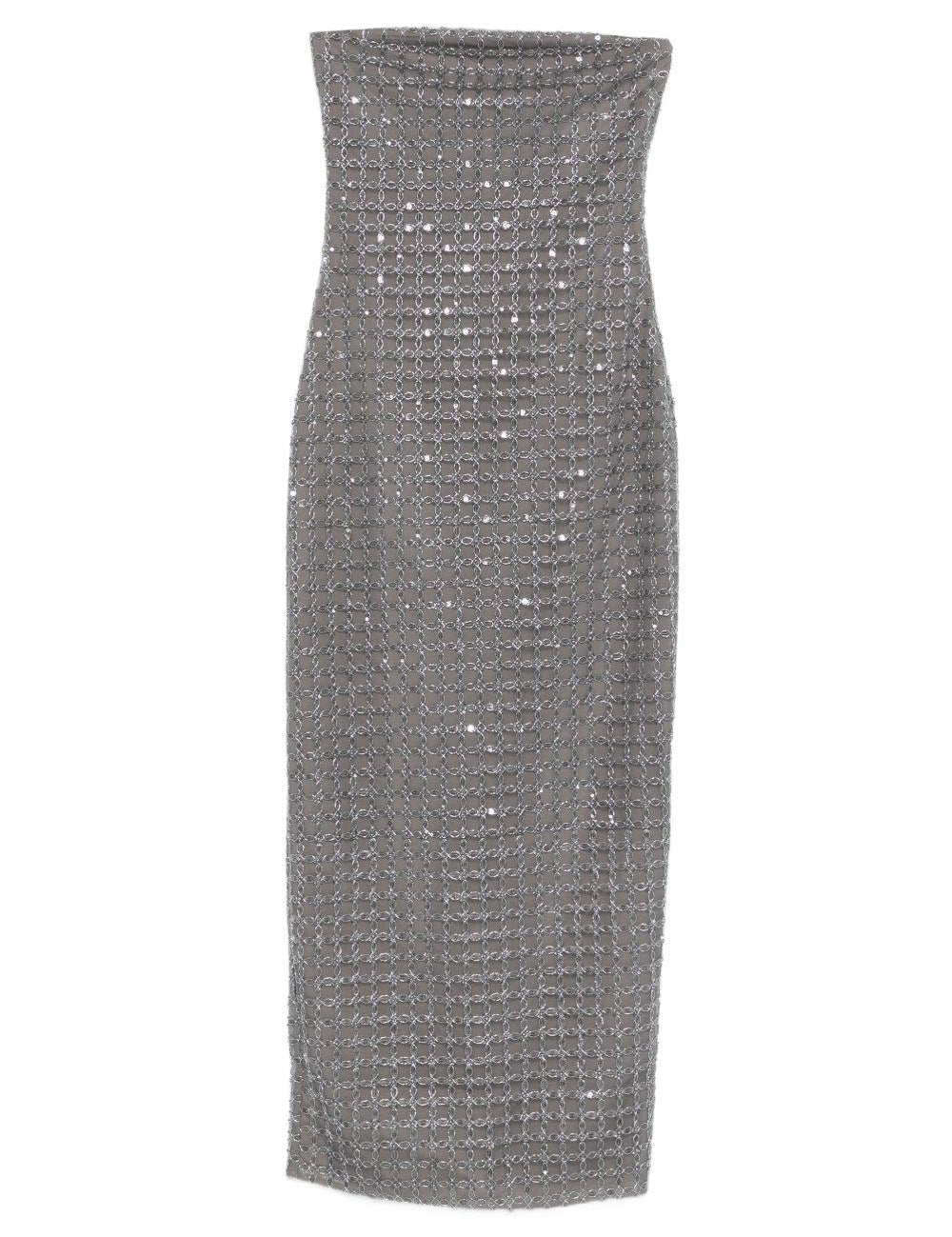 Abito lungo con decorazione in grigio Rotate - donna 