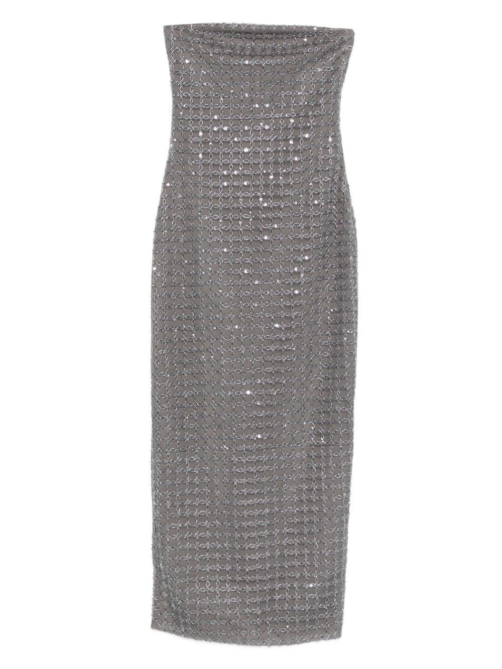 Abito lungo con decorazione in grigio Rotate - donna 
