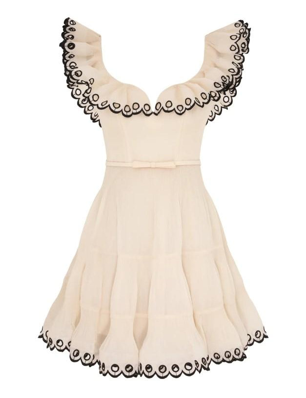 Miniabito con ruches in avorio Zimmermann - donna 