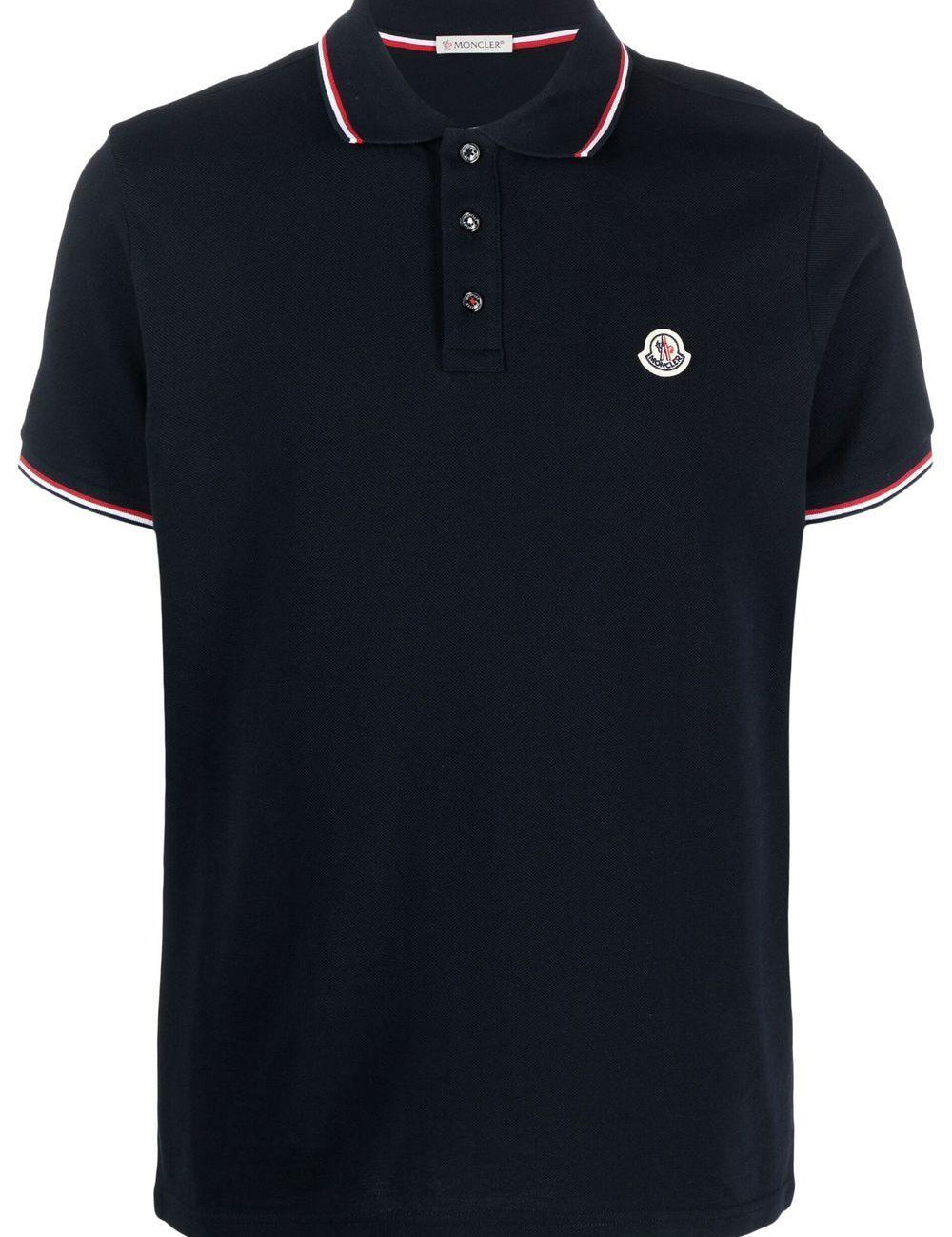 Polo con applicazione logo in blu Moncler - uomo 