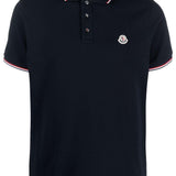 Polo con applicazione logo in blu Moncler - uomo 