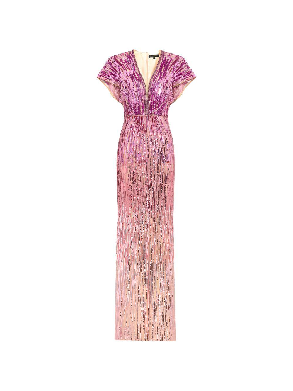 Abito Dusk lungo con paillettes in rosa Jenny packham - donna 