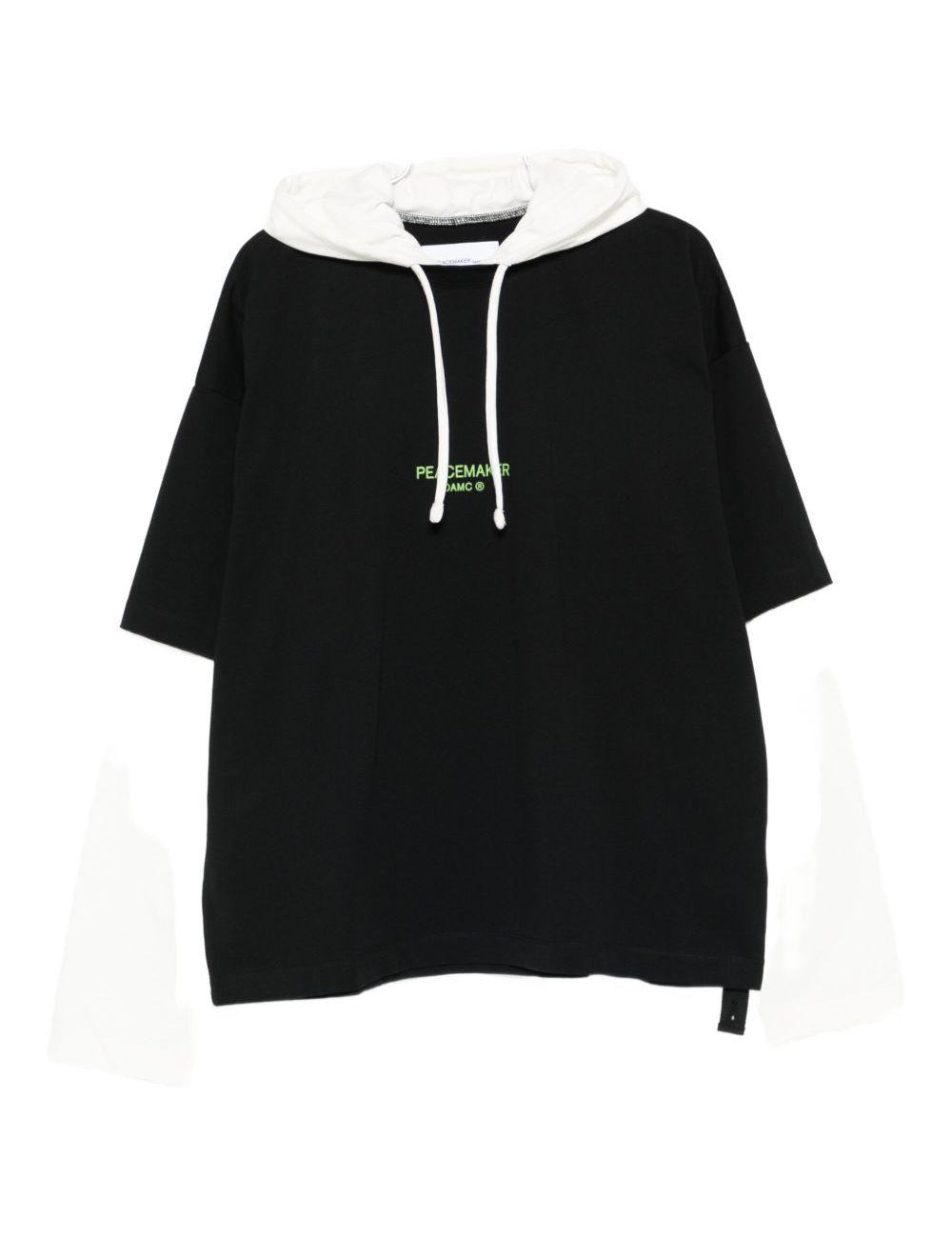 Felpa con cappuccio dynamo in nero e bianco Oamc peacemaker - uomo 