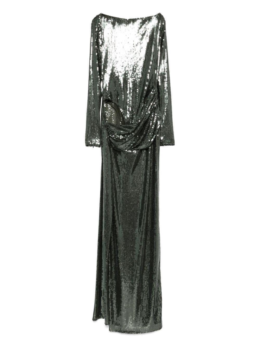 Abito maxi con paillettes in verde Alex perry - donna 