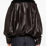 Giacca con colletto in pelliccia in marrone Khaite - donna 