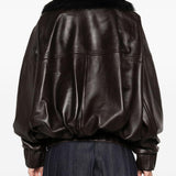Giacca con colletto in pelliccia in marrone Khaite - donna 