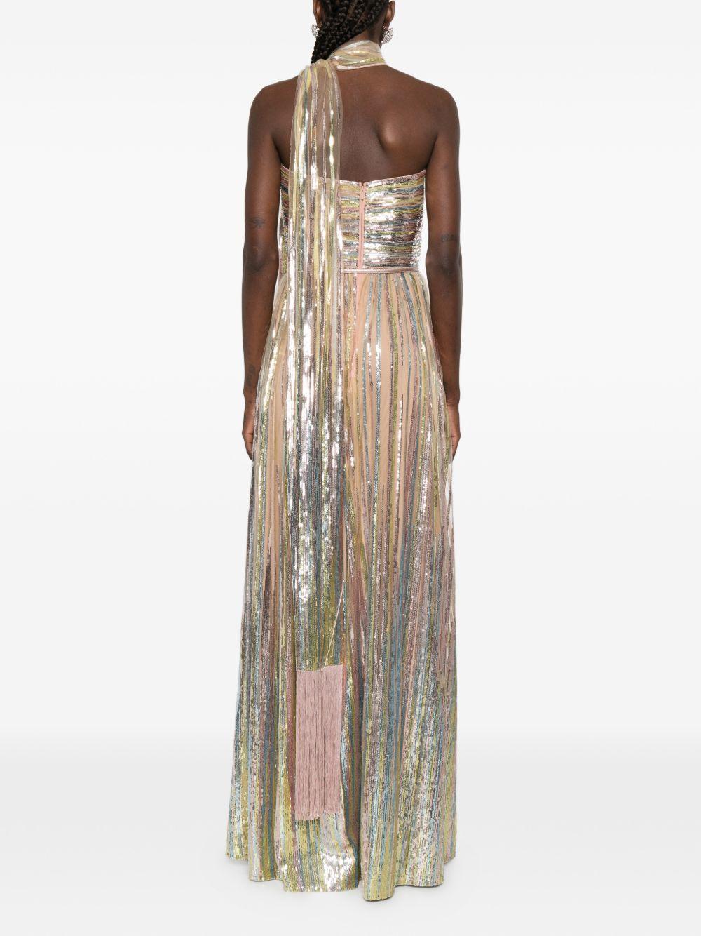 Abito lungo senza spalline con paillettes multicolore Elie saab - donna 
