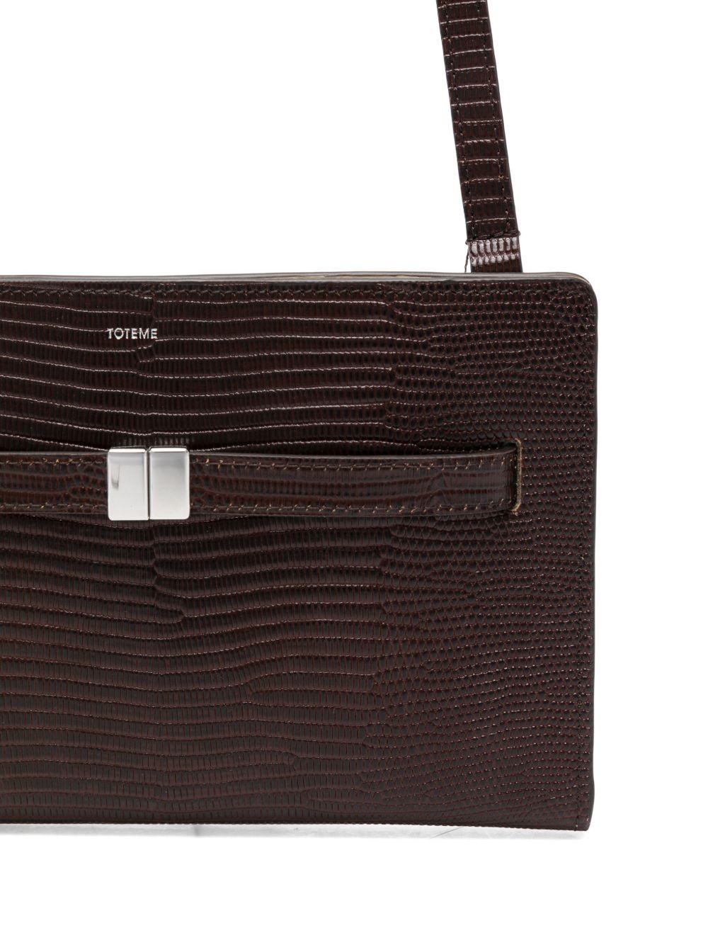 Borsa T-Lock a tracolla in pelle in marrone 