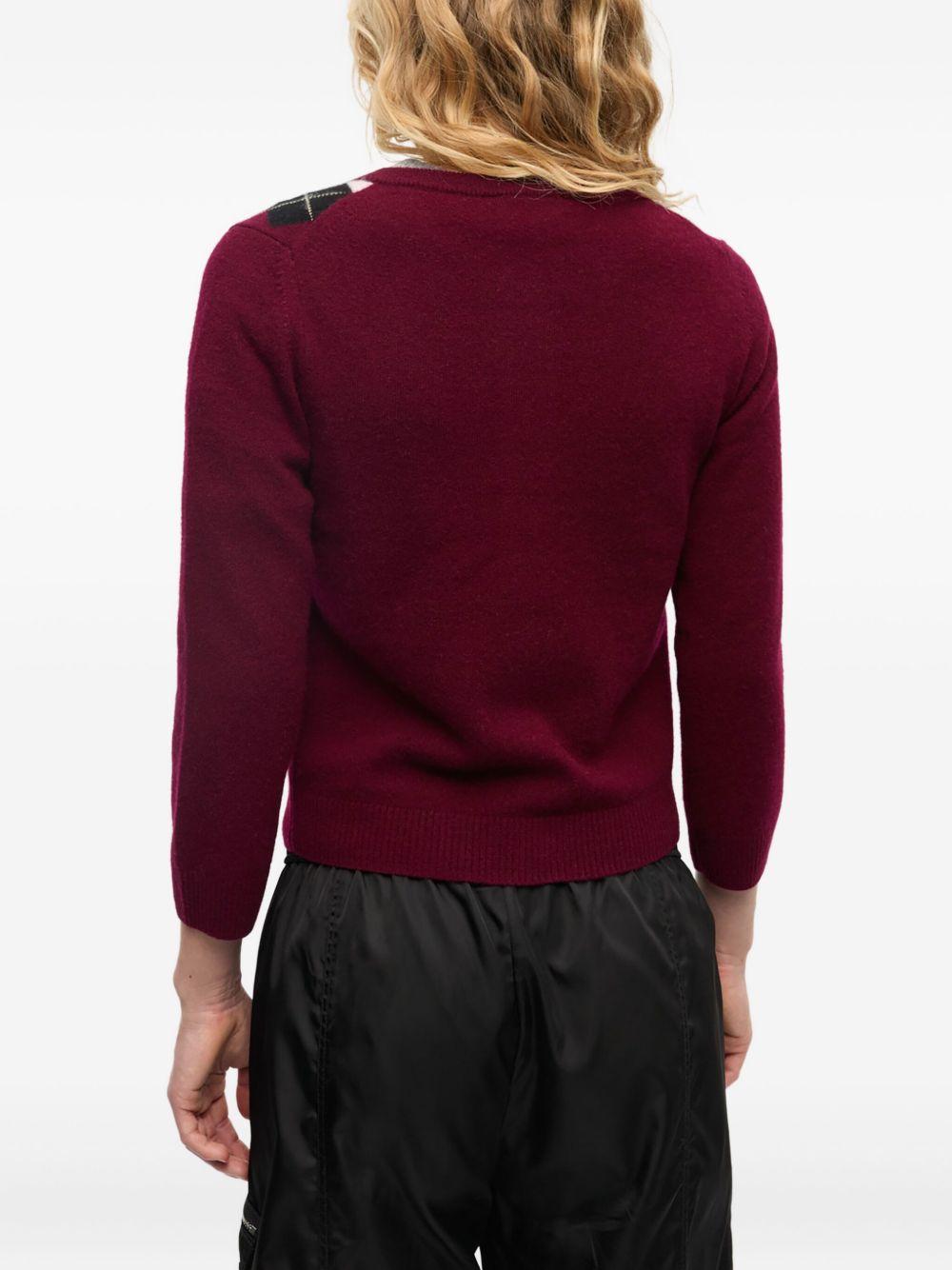 Cardigan a rombi in bordeaux Ganni - donna 