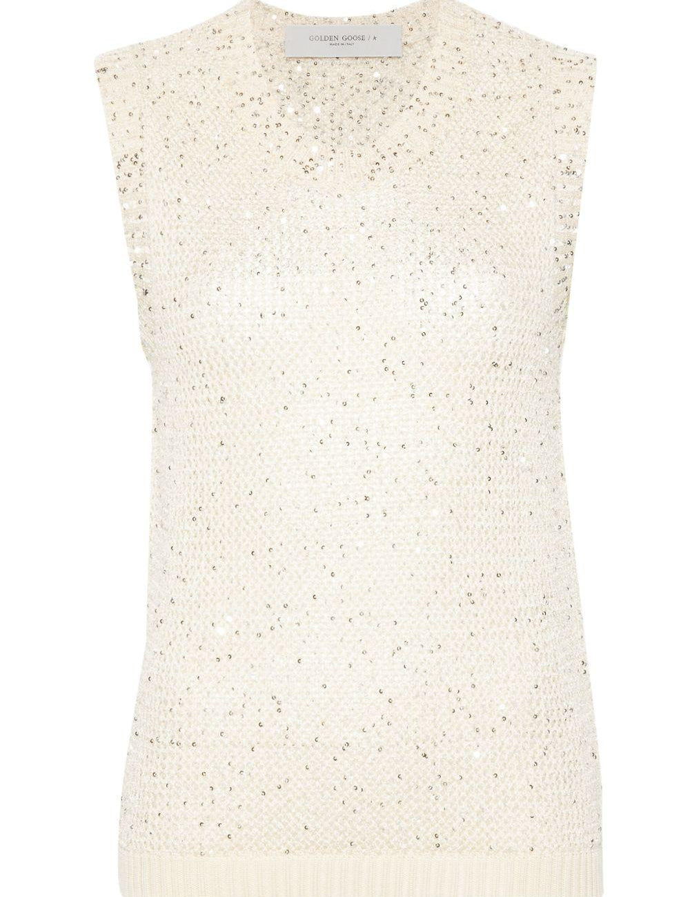Top Melyssa con paillettes in bianco Golden goose - donna 