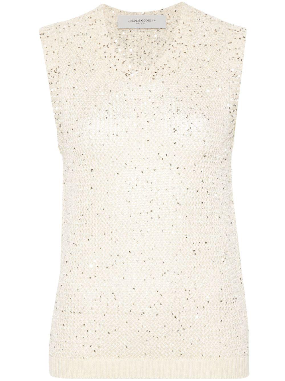 Top Melyssa con paillettes in bianco Golden goose - donna 