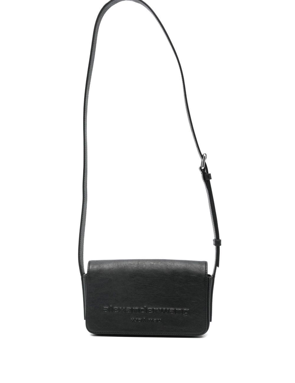 Borsa a tracolla con logo in rilievo in nero Alexander wang  - donna 