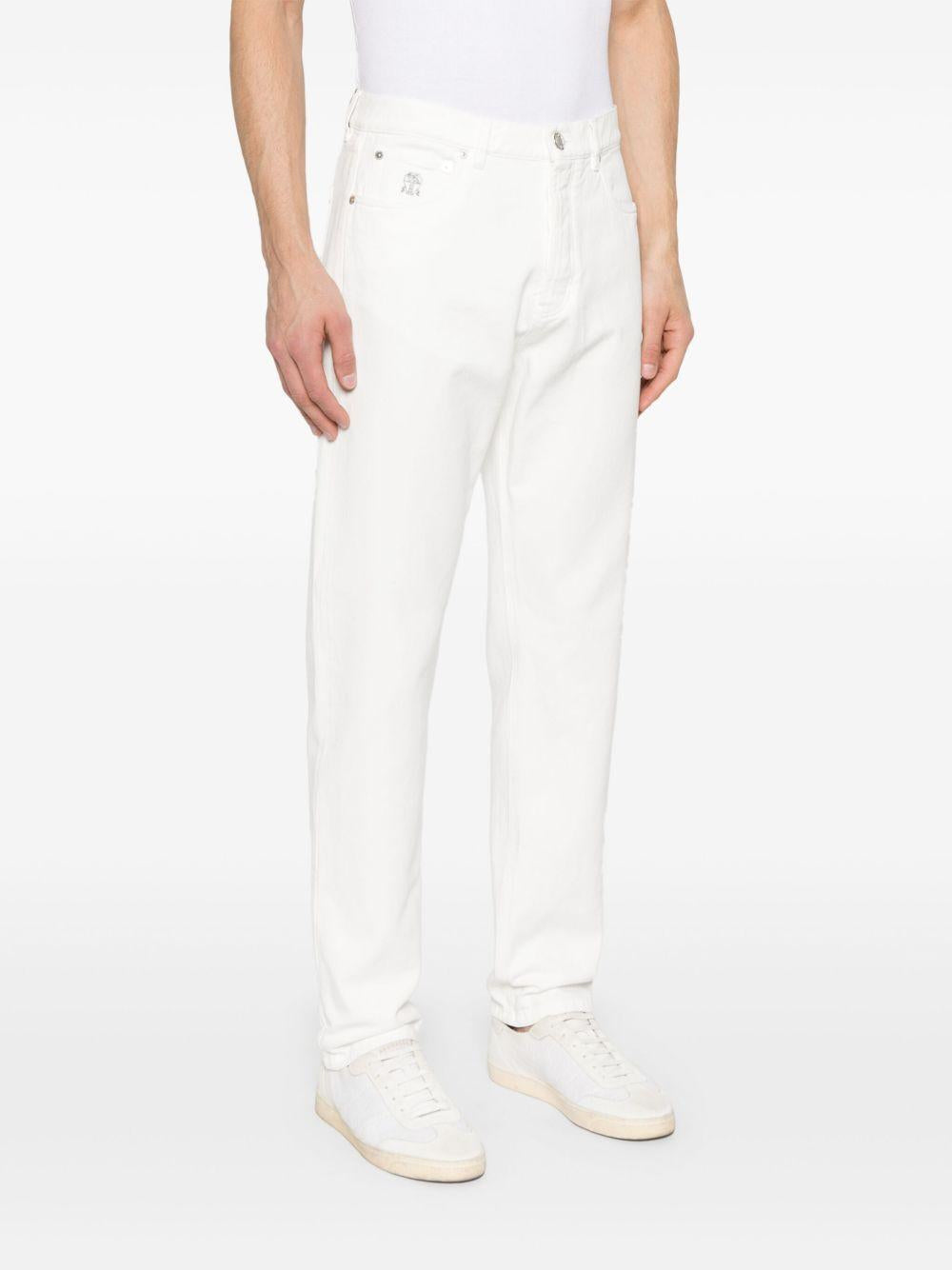 Jeans a gamba dritta in bianco Brunello cucinelli - uomo 
