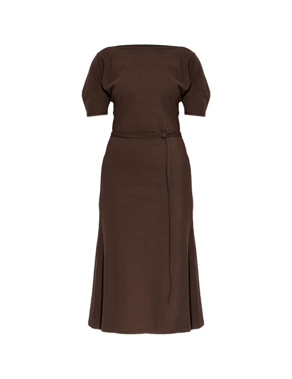 Abito midi con nodo in vita marrone Lemaire - donna 