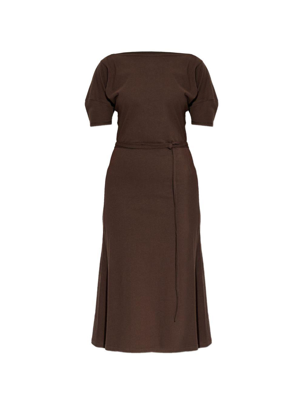 Abito midi con nodo in vita marrone Lemaire - donna 