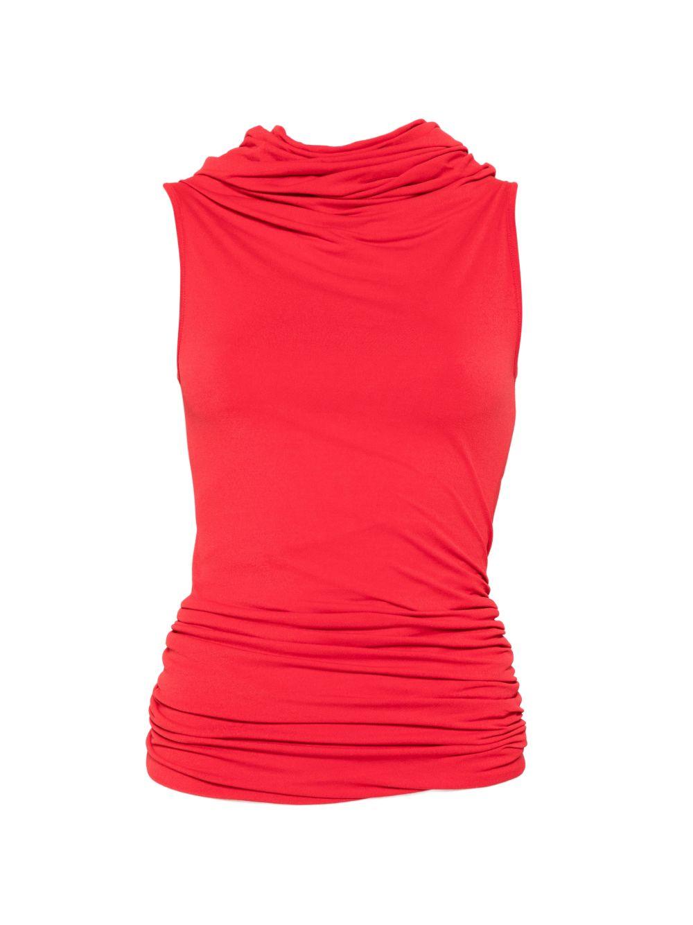 Top con scollo a cappuccio lola in rosso Rick owens lilies - donna 