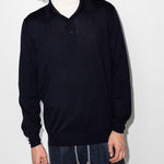 Polo a maniche lunghe in maglia in blu Brunello cucinelli - uomo 