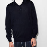 Polo a maniche lunghe in maglia in blu Brunello cucinelli - uomo 