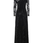 Abito lungo con strass a maniche lunghe in nero Self-portrait - donna 