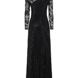 Abito lungo con strass a maniche lunghe in nero Self-portrait - donna 