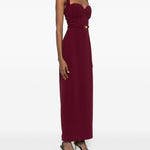 Abito lungo con cintura in bordeaux Rowen rose - donna 