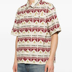 Camicia a maniche corte con stampa in beige e rosso Carne bollente - uomo 