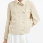 Caban crop con monile in beige Brunello Cucinelli - donna 