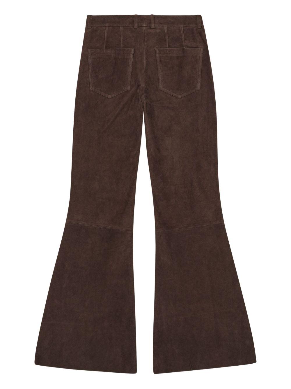 Pantaloni svasati in pelle scamosciata in marrone Remain - donna 