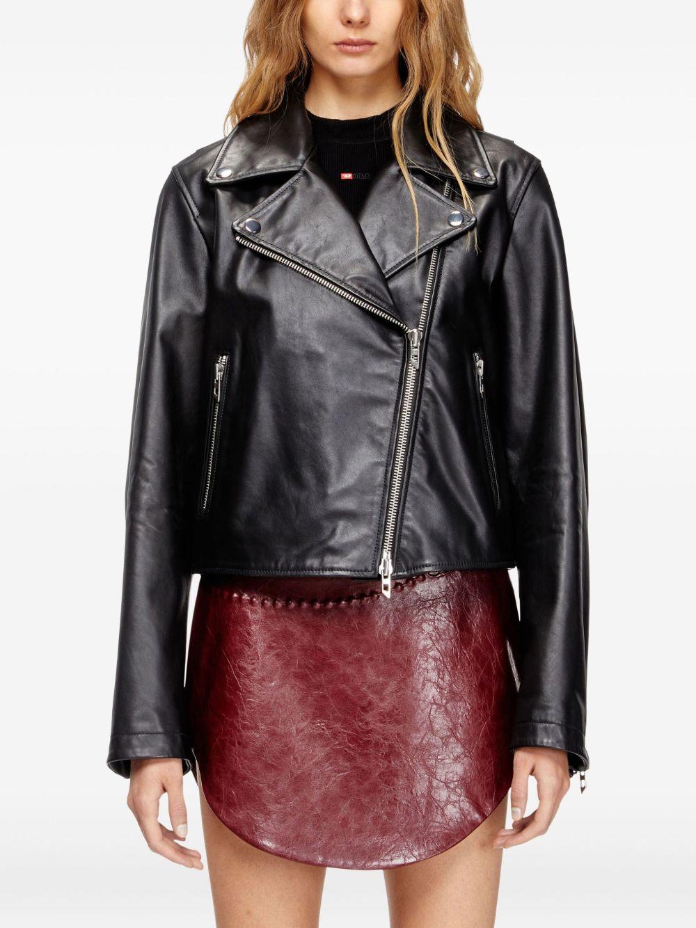 Giacca biker in pelle in nero Diesel - donna 