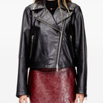 Giacca biker in pelle in nero Diesel - donna 