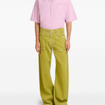 Jeans a gamba larga con stampa in verde Marni - uomo 