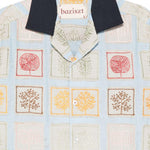 Camicia patchwork ricamata in azzurro Baziszt - uomo 