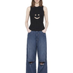 Canotta a coste con motivo smiley in nero Melitta Baumeister - donna 