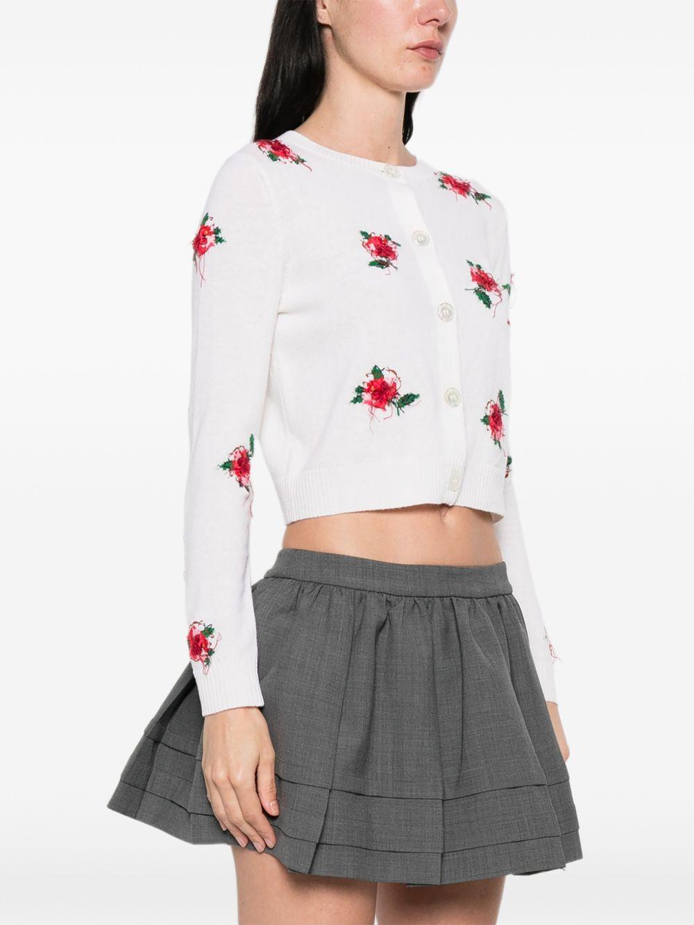 Cardigan con decorazione a fiori in bianco e rosso SHUSHU/TONG - donna 