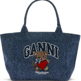 Borsa tote con stampa in blu Ganni - donna 