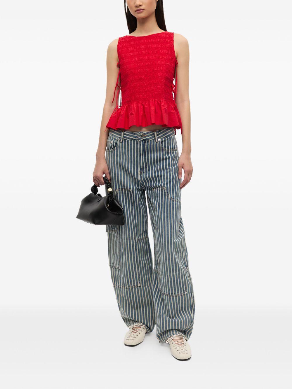 Top in chambray rosso Ganni - donna 