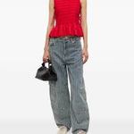 Top in chambray rosso Ganni - donna 