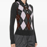 Maglione a rombi in grigio Self-portrait - donna 