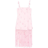 Abito Juliana con ricami floreali in rosa 