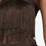 Gonna lunga con frange  in marrone Bless - donna 